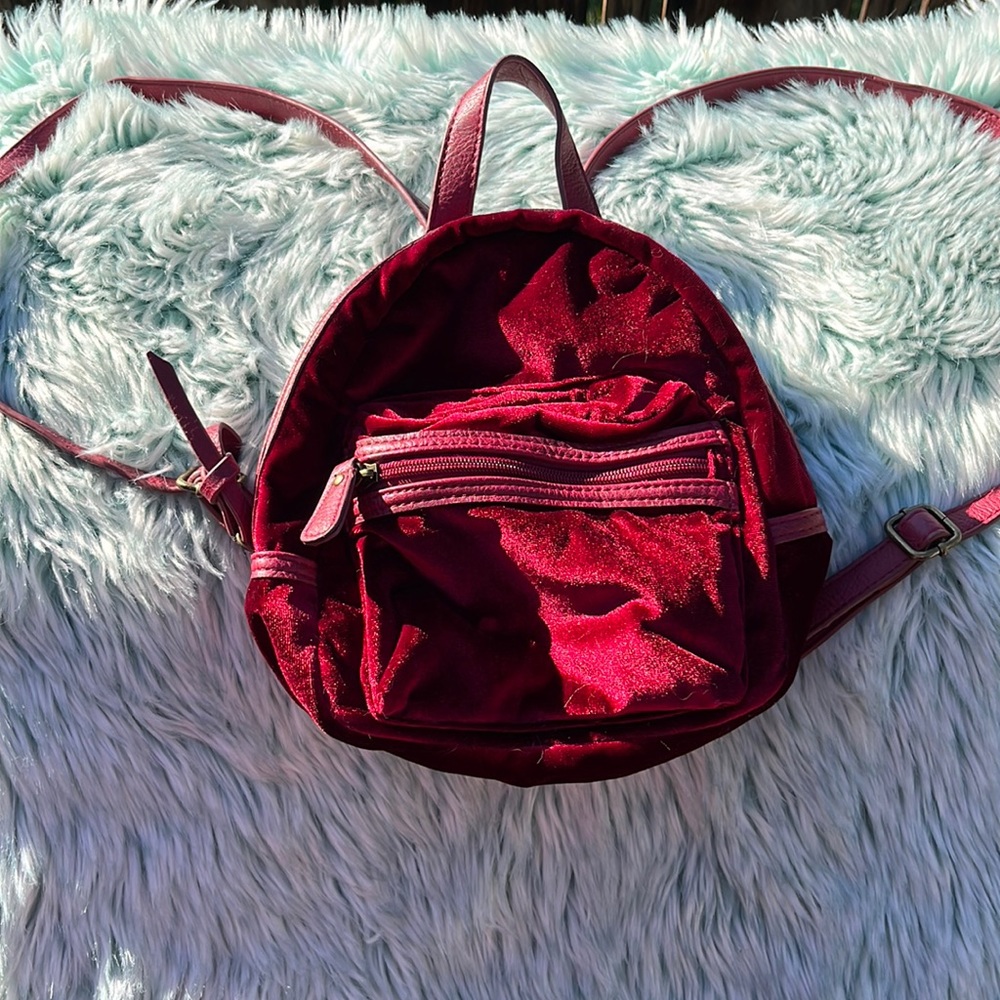 Burgundy Velvet WallFlower Mini Backpack